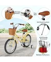 Kids Adjustable Bike with Reflectors and Bell Safe Bicycle for Children Aged 4-7 Years Old