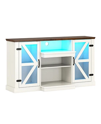 Media Console Table with 3-Level Shelves & 22 Dynamic Led Modes Modern Tv Stand for Living Room