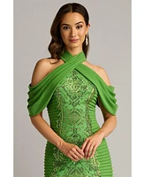 Tadashi Shoji Chenoa Embellished Halter Dress