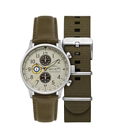 Avi-8 Men's Hawker Hurricane Classic Chronograph Khaki Leather Strap Watch, 43.5mm