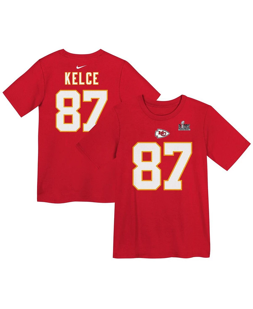 Nike Preschool Travis Kelce Red Kansas City Chiefs Super Bowl Lix Player Name Number T-Shirt