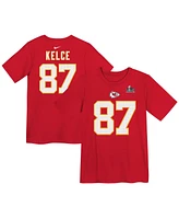 Nike Preschool Travis Kelce Red Kansas City Chiefs Super Bowl Lix Player Name Number T-Shirt