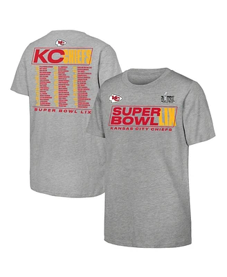 Fanatics Big Boys and Girls Heather Gray Kansas City Chiefs Super Bowl Lix Roster T-Shirt