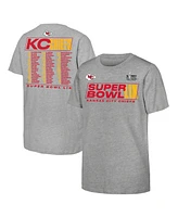 Fanatics Big Boys and Girls Heather Gray Kansas City Chiefs Super Bowl Lix Roster T-Shirt