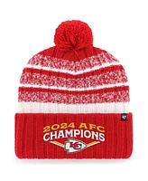 '47 Brand Men's Red Kansas City Chiefs 2024 Afc Champions Tavern Cuffed with Pom Knit Hat