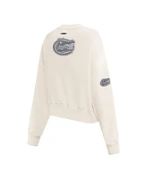 Pro Standard Women's Cream Florida Gators French Terry Boxy Cropped Pullover Crewneck Sweatshirt