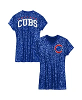 Outerstuff Big Girls Royal Chicago Cubs Sequin V-Neck Dress