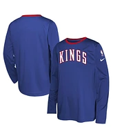 Nike Big Boys and Girls Blue Sacramento Kings 2024/25 City Edition Pregame Performance Long Sleeve Shooting T-Shirt