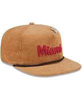 New Era Men's Tan Miami Heat Victory Grove Corduroy Sneaker Pin Golfer Adjustable Hat