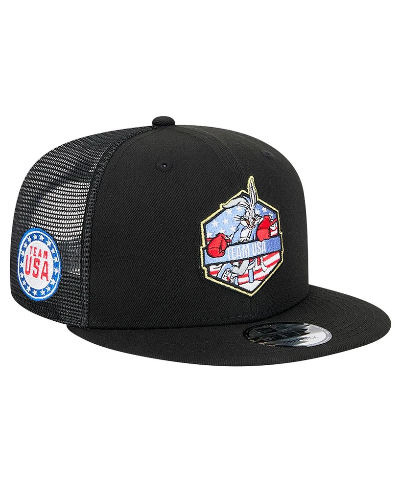 New Era Men's Black Looney Tunes x Team Usa Badge 9FIFTY Adjustable Hat