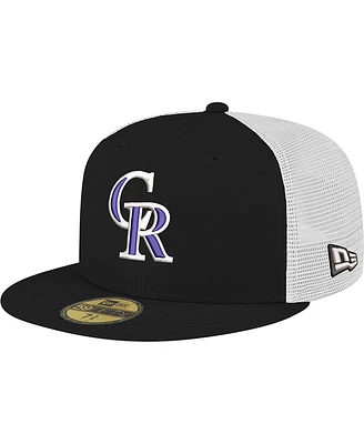 New Era Men's Black Colorado Rockies Team Color 59FIFTY Trucker Fitted Hat