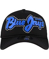 New Era Men's Black Toronto Blue Jays Retro Bold A-Frame Trucker 9FORTY Adjustable Hat