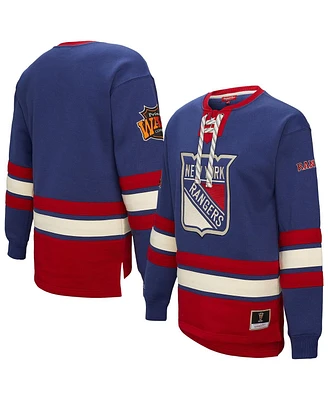 Mitchell & Ness Women's Blue New York Rangers Heritage Lace-Up Pullover Sweatshirt