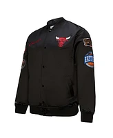 Mitchell & Ness Men's Black Chicago Bulls Hardwood Classics Blackout Collection Satin Full-Zip Jacket