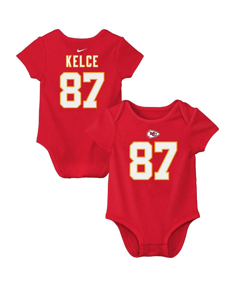 Nike Baby Boys and Girls Travis Kelce Red Kansas City Chiefs Player Name Number Bodysuit