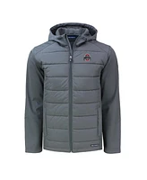 Cutter & Buck Men's Gray Ohio State Buckeyes Big Tall Evoke Hybrid Eco Softshell Full-Zip Hoodie