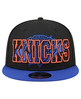 New Era Men's Black/Blue New York Knicks Sport Night Splatter Two-Tone Snapback 9FIFTY Snapback Hat