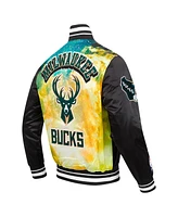 Pro Standard Men's Black Milwaukee Bucks Sublimated Satin Full-Snap Jacket