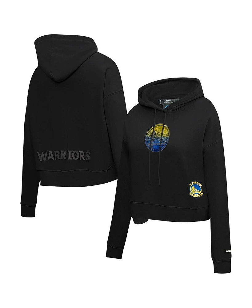 Pro Standard Women's Black Golden State Warriors Jewels Cropped Pullover Hoodie