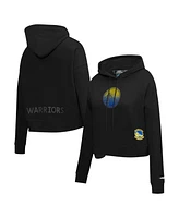 Pro Standard Women's Black Golden State Warriors Jewels Cropped Pullover Hoodie