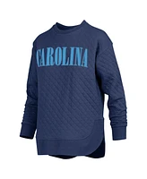 Pressbox Women's Navy North Carolina Tar Heels Quilted Long Sleeve Pullover Sweatshirt