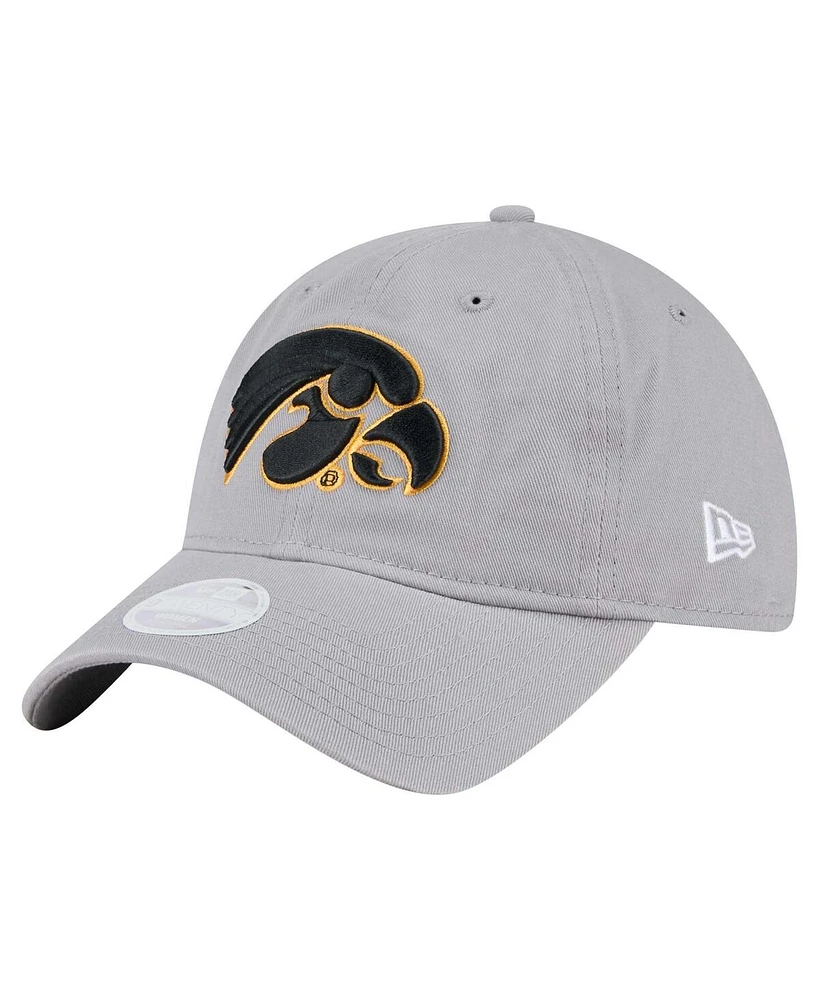 New Era Women's Gray Iowa Hawkeyes Logo 9TWENTY Adjustable Hat