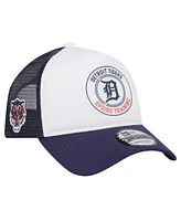 New Era Men's White/Navy Detroit Tigers Spring Training Circle Foam A-Frame 9FORTY Trucker Adjustable Hat