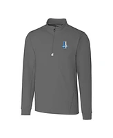 Cutter & Buck Men's Steel Detroit Lions Throwback Logo Traverse Stretch Quarter-Zip Pullover Top