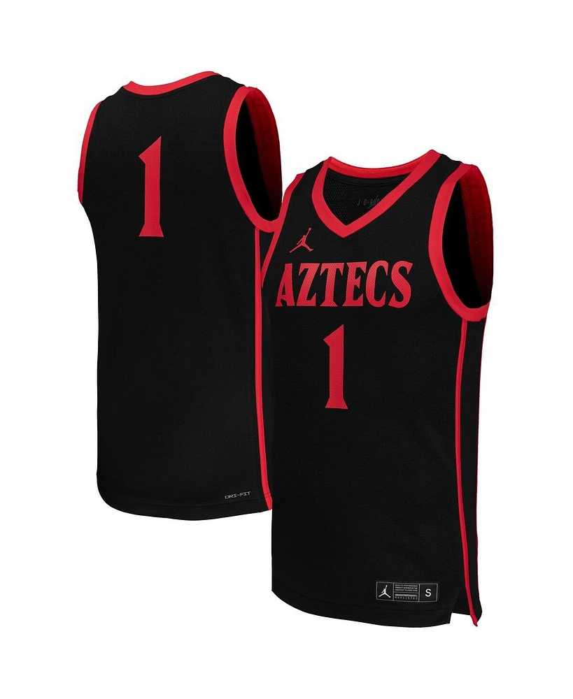 Jordan Men's 1 Black San Diego State Aztecs Replica Basketball Jersey