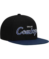 Mitchell & Ness Big Boys and Girls Black/Navy Dallas Cowboys Team Script Snapback Hat