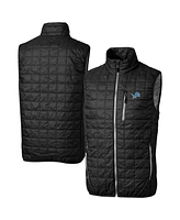 Cutter & Buck Men's Black Detroit Lions Rainier PrimaLoft Eco Insulated Full-Zip Puffer Vest