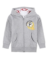 Soft As A Grape Toddler Heather Gray Pittsburgh Pirates Baseball Full-Zip Hoodie Jacket