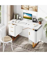 Computer Desk with Floating Desktop and Dual Drawers for Sleek Design and Efficient Storage