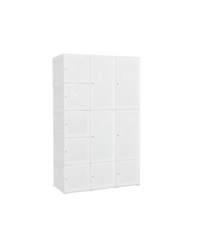 Foldable Armoire Wardrobe Closet with 10 Cubes for Organized Storage and Space-Saving Solution