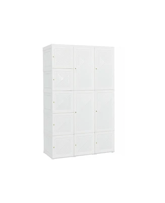 Foldable Armoire Wardrobe Closet with 10 Cubes for Organized Storage and Space-Saving Solution