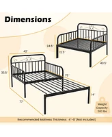 Extendable Metal Daybed to Bed with Guardrails and Armrests