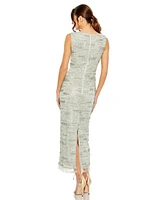 Women's Sleeveless Crystal Fringe Column Dress