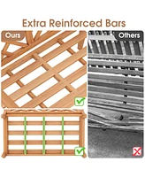 2-Person Outdoor Garden Bench with Comfy Armrests and Backrest Teak Wood