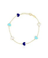 The Lovery Mixed Blue Heart Station Bracelet 14K Gold