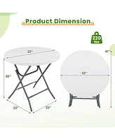 32" Round Folding Table Lightweight Portable Commercial Banquet Table for Picnic
