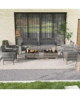 Pcs Patio Furniture Set with Washable Cushions and Tempered Glass Coffee Table