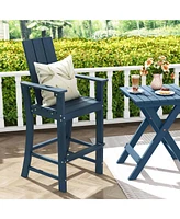 Tall Adirondack Chair with Ergonomic Backrest Armrests & Footrest for Backyard