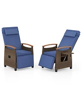 Patio Wicker Recliner Chair with Adjustable Backrest and Footrest