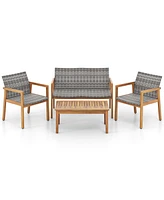 4-Piece Patio Furniture Set with Loveseat Single Chairs and Coffee Table