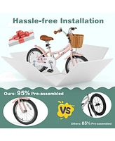 Kids Retro Bike with Adjustable Height Basket Fun Stylish Bicycle for Ages 4-7 Years Old