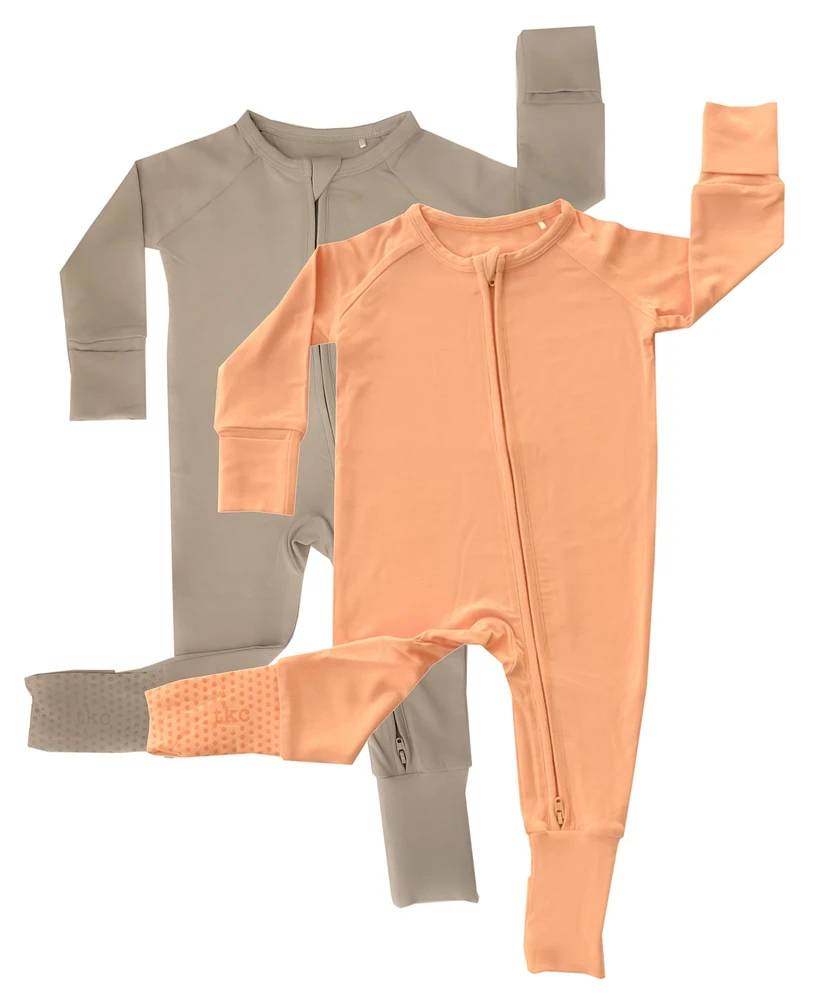 Tiny Knot Co. Baby Boys and Girls 2-Pack Convertible 2 Way Zippered Footed Coveralls
