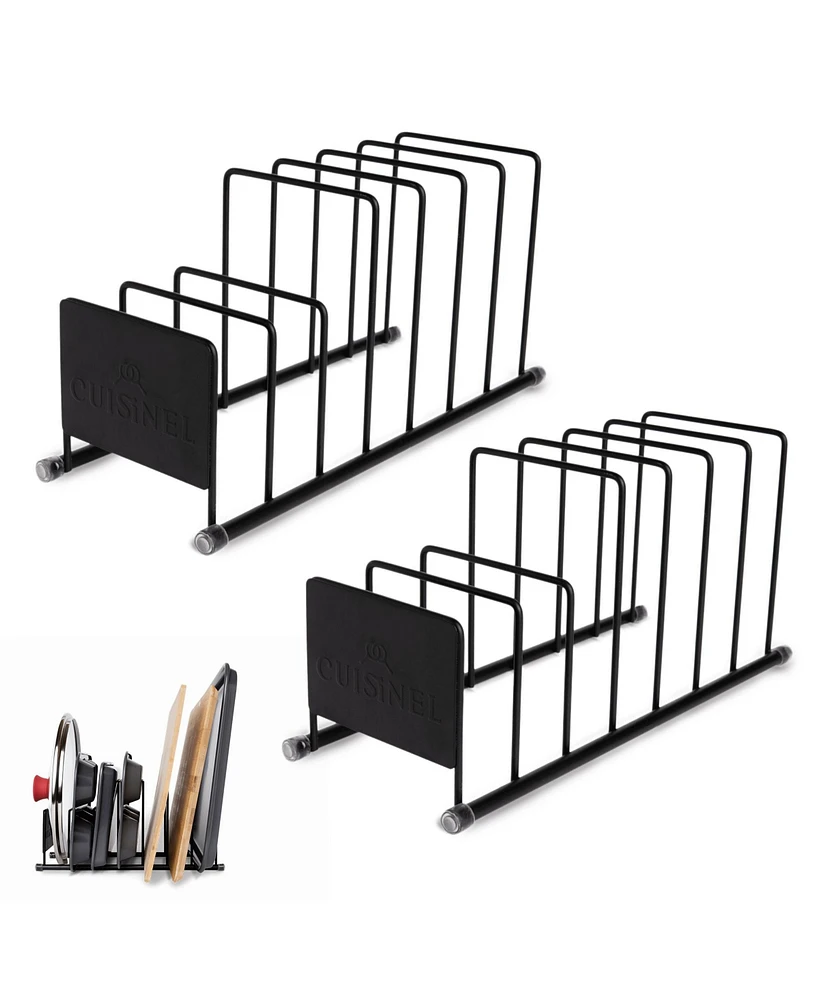 Cuisinel Lid and Dish Organizer Rack - 2-Pack Matte Black Kitchen Storage Organization Stand