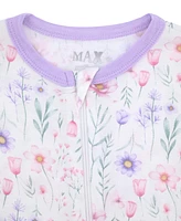 Max & Olivia Baby Girls Printed Coverall with Convertible Footie