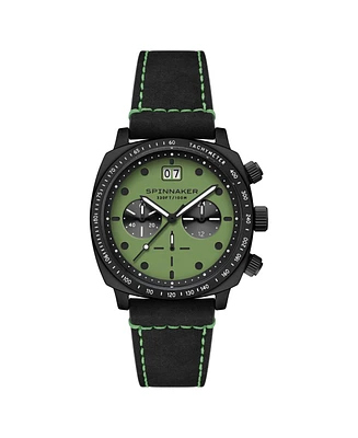 Spinnaker Men's Hull Chronograph Black Leather Strap Watch, 42mm