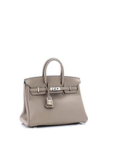 Pre-Owned Hermes Birkin 25 Handbag Grey Swift with Palladium Hardware